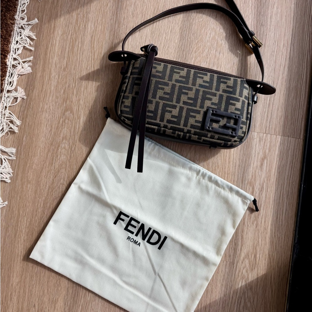 Brown FF jacquard fabric mini bag